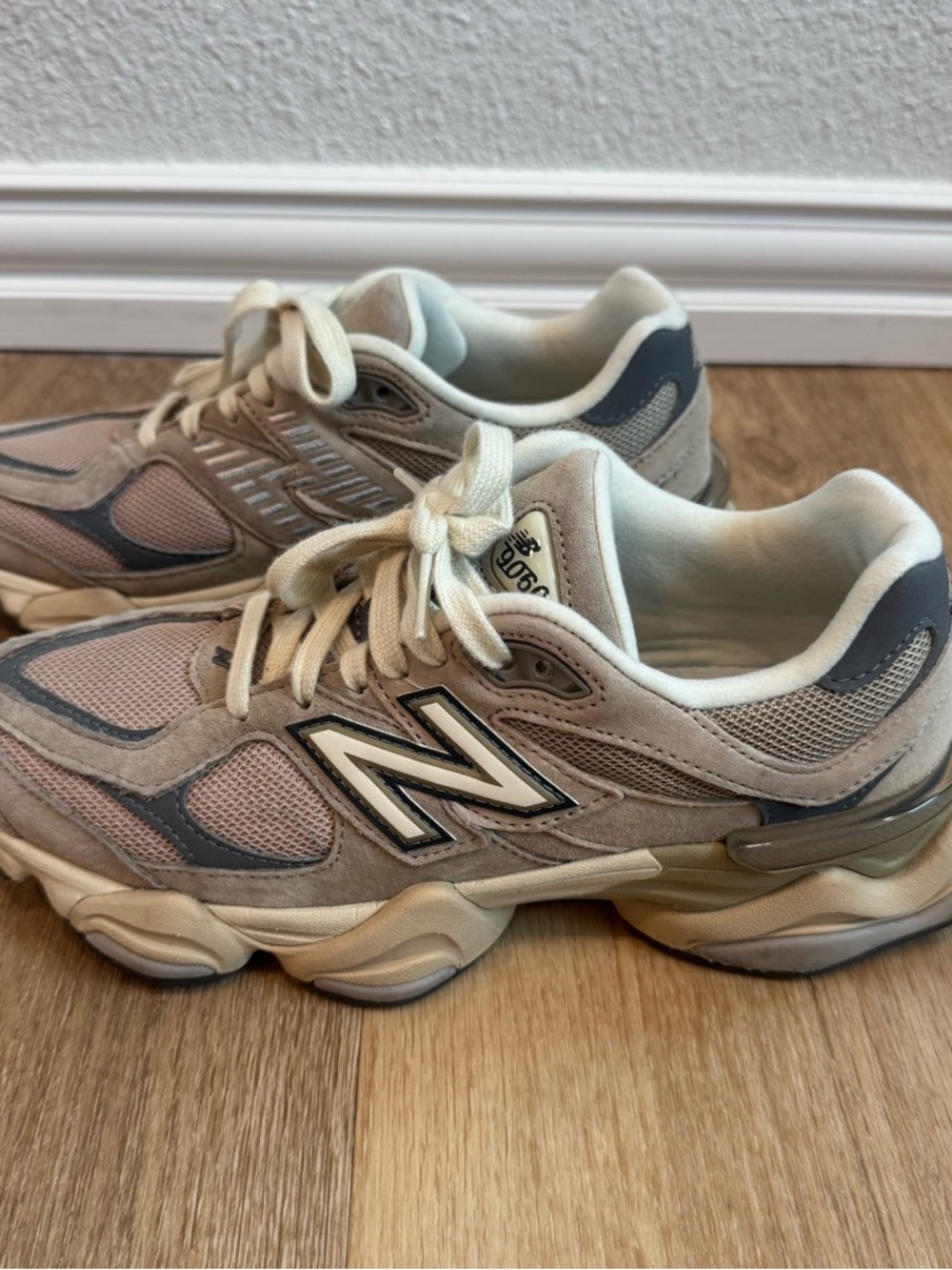 New Balance Beige Gray Athletic Sneakers